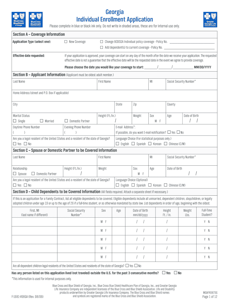 BCBS Printable Application Kayda Insurance Services  Form