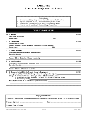 Qualifying Event Form Template