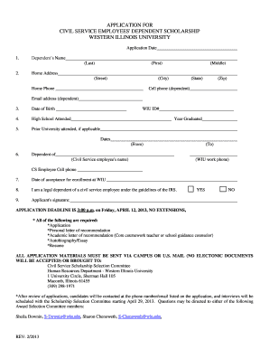 Civil Service Dependent Scholarship Application Form