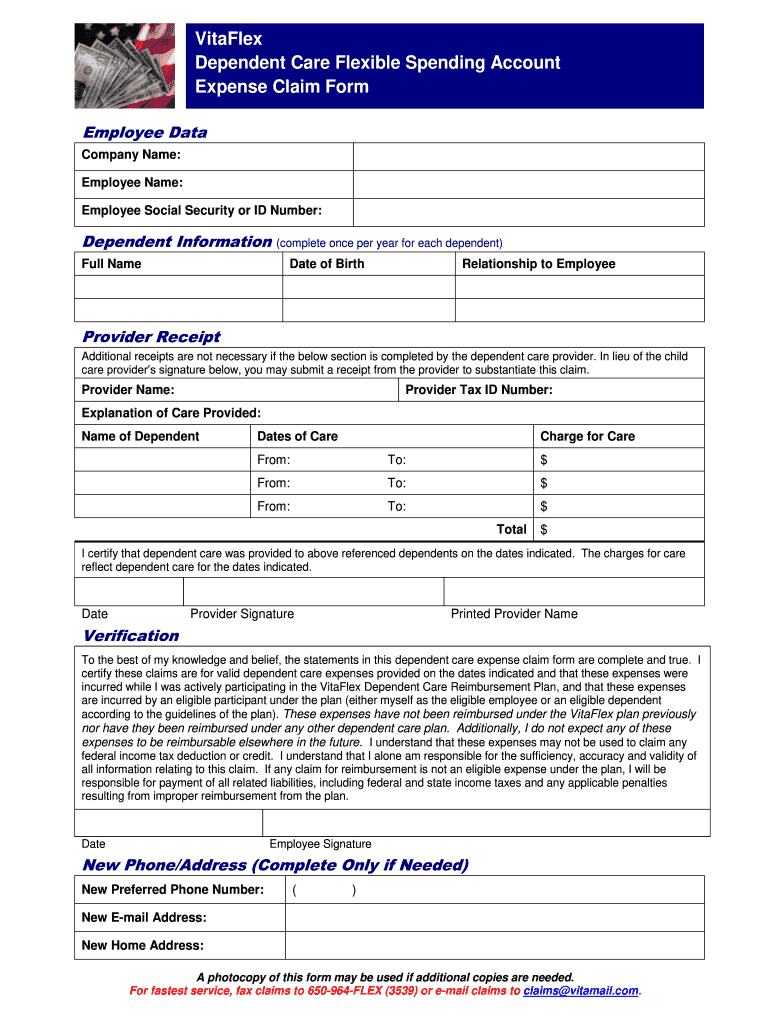 Vita Flex Claim Form