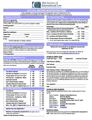 Fall Meeting Registration Form American Bar Association