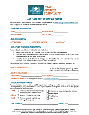 Charitable Gift Match Program Guidelines Wimmer Solutions  Form