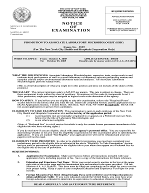 PROMOTION to ASSOCIATE LABORATORY MICROBIOLOGIST HHC  Form