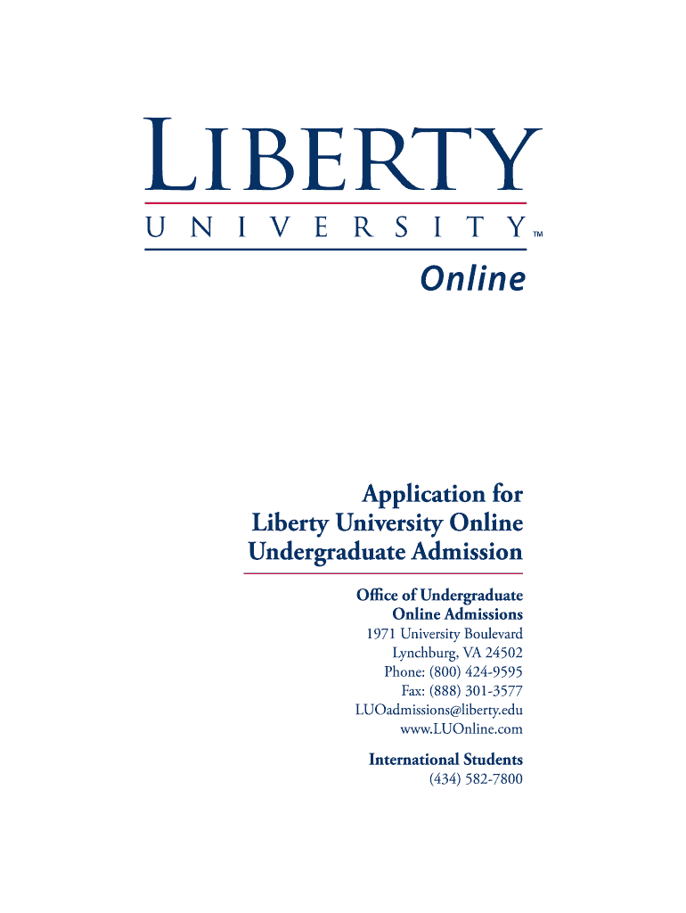 Application for Liberty University Online Undergraduate Admission  Form