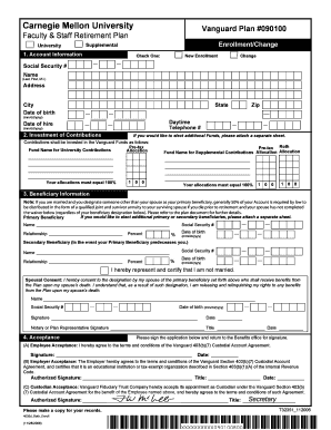 Vanguard Enrollment &amp; Change Form PDF Carnegie Mellon Cmu