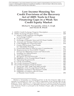 Credit Provisions of the Recovery  Form