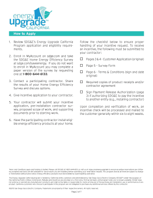 Energy Upgrade California Application San Diego Gas &amp; Electric  Form