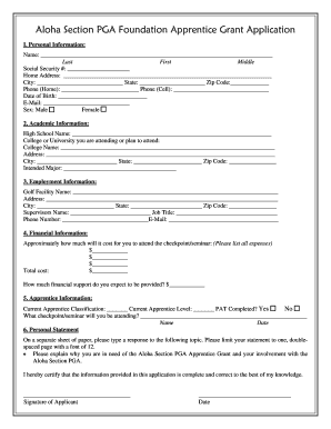 Apprentice Grant Application the Official Site of the Aloha Section  Form