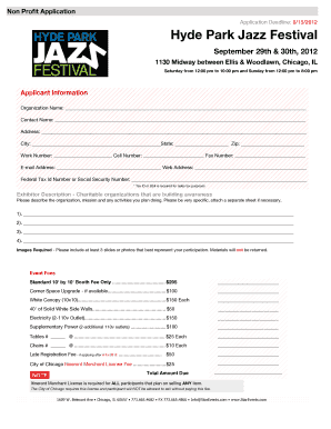 Download Non Profit Application Hyde Park Jazz Festival  Form