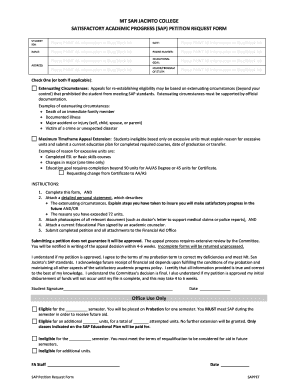 SAP Petition Request Form Mt San Jacinto College