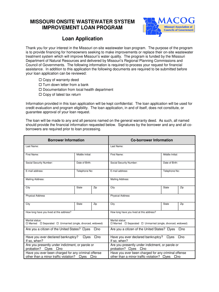 Loan Application Missouri Association of Councils of Government  Form