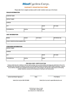 Warranty Registration Form ModCycles