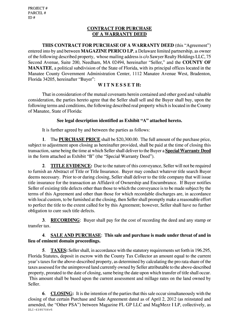 CONTRACT for PURCHASE of a WARRANTY DEED THIS  Form