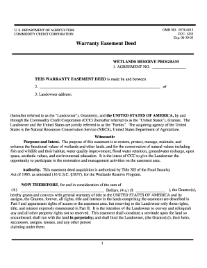 Warranty Easement Deed US Department of Agriculture  Form