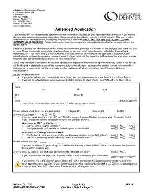 Amended Application ARR 5  Form