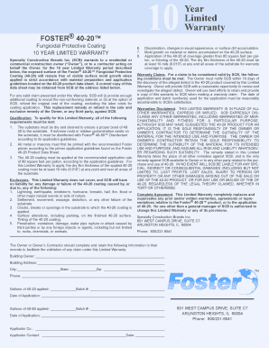 Year Limited Warranty Foster  Form