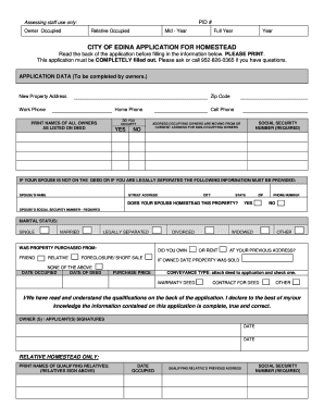 Edina Homestead Forms