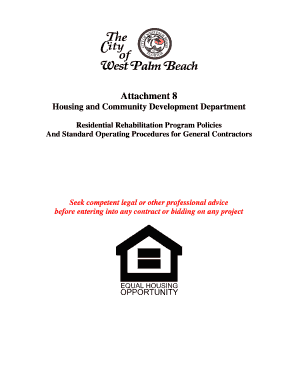 Residential Rehabilitation Program City of West Palm Beach Wpb  Form
