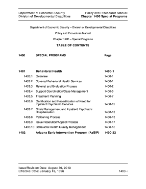 Special Programs Arizona Department of Economic Security  Form