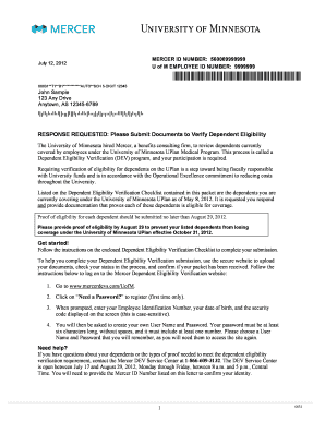 Dependent Eligibility University of Minnesota Twin Cities Www1 Umn  Form