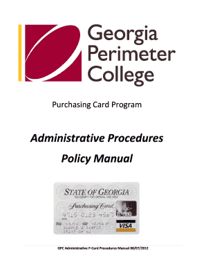 GPC Purchasing Card Procedures Manual GPC Home Georgia  Form