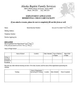 Download an Application Alaska Baptist Family Services  Form
