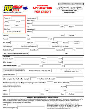 Office Plus Pre Approved Credit Application Office Plus of Alaska  Form