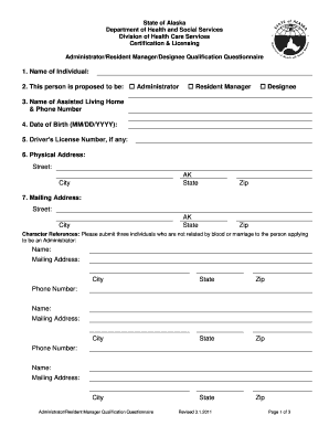  Alaska Administrator Designee Form 2011