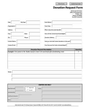 Donation Request Form Alaska SeaLife Center Alaskasealife