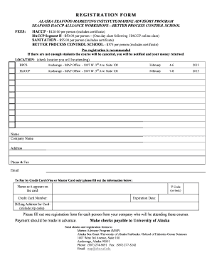 Registration Form Alaska Sea Grant College Program University of Seagrant Uaf