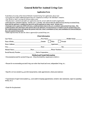Alaska General Relief Application Form