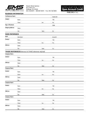 Credit Application Electric Motor Service  Form