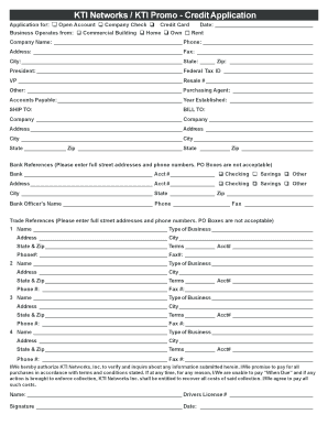 Credit Application and Forms KTI Promo