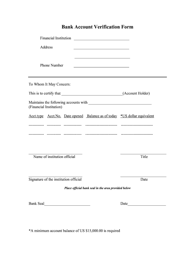 Bank Verification Form