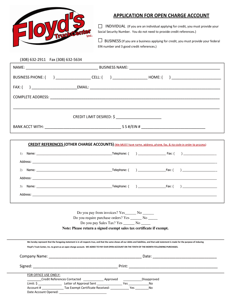 Get and Sign Charge Account Forms