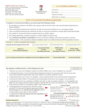 13 Concurrent Enrollment Agreement  Form