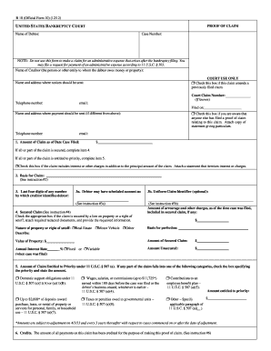 Proof of Claim Form 1212
