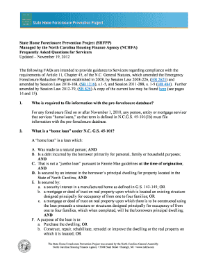 State Home Foreclosure Prevention Project SHFPP  Form