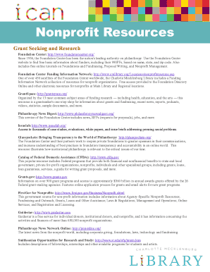 Nonprofit Resources Public Library of Charlotte and Mecklenburg Cmlibrary  Form