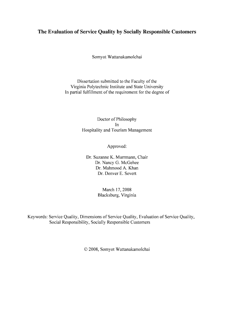 The Evaluation of Service Quality by Socially Responsible Customers Scholar Lib Vt  Form