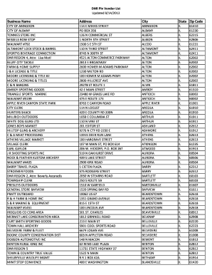 DNR Pin Vendor List Dnr Illinois  Form