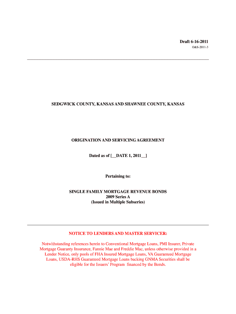 Origination and Servicing Agreement Single Sedgwick County  Form