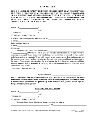 Lien Waiver 3739  Form