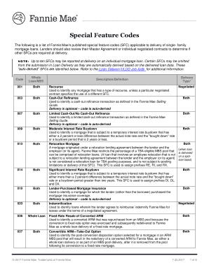 Special Feature Codes  Form