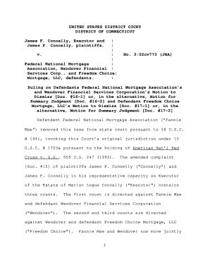 Connelly V Fed Nat&amp;amp;amp;#39;l Mortgage Ass&amp;amp;amp;#39;n District of Connecticut  Form