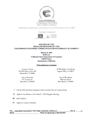 AGENDA of the REGULAR MEETING of the CALIFORNIA  Form