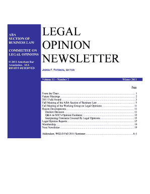 Legal Opinions Newsletter Legal Opinions Newsletter Apps Americanbar  Form