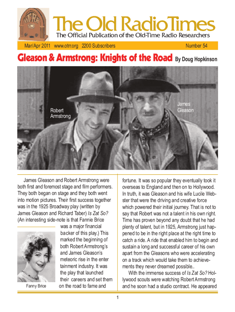 NO 54 MAR APRLayout 1 Qxd Old Time Radio Researchers Group Form