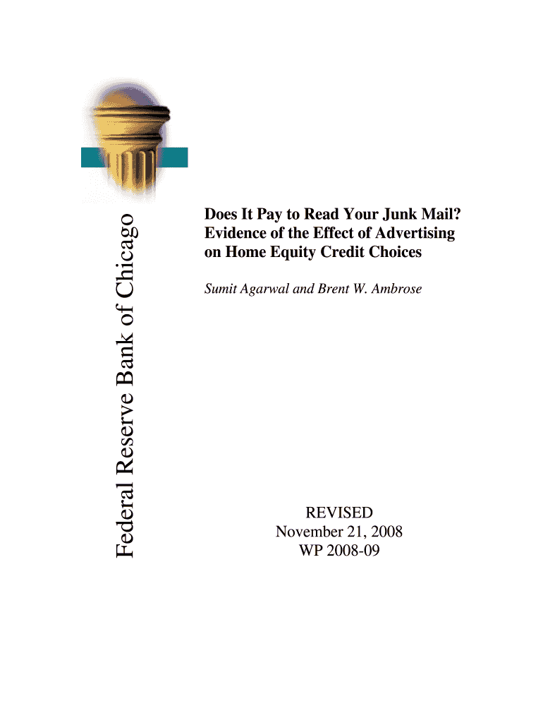 Does it Pay to Read Your Junk Mail? Federal Reserve Bank of Qa Chicagofed  Form