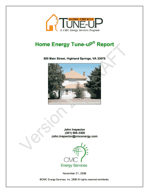 Home Energy Tune UP Report BK Home Inspections  Form